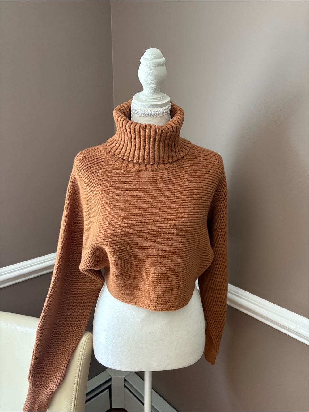 House of Harlow 1960 Cropped Turtleneck Sweater - Burnt Orange